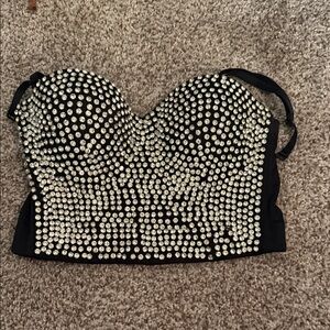 Windsor Black and Silver Studded Bustier Top